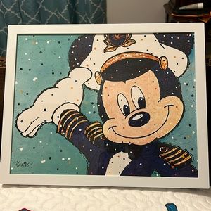 Disney Cruise Line 25th Silver Anniversary At Sea Mickey Framed Lithograph Print